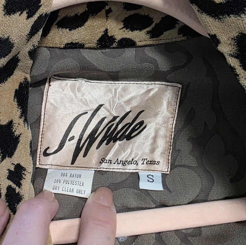 Vintage Original J. Wilde Design Burnout Velvet Leopard Print Robe Duster - Picture 6 of 9